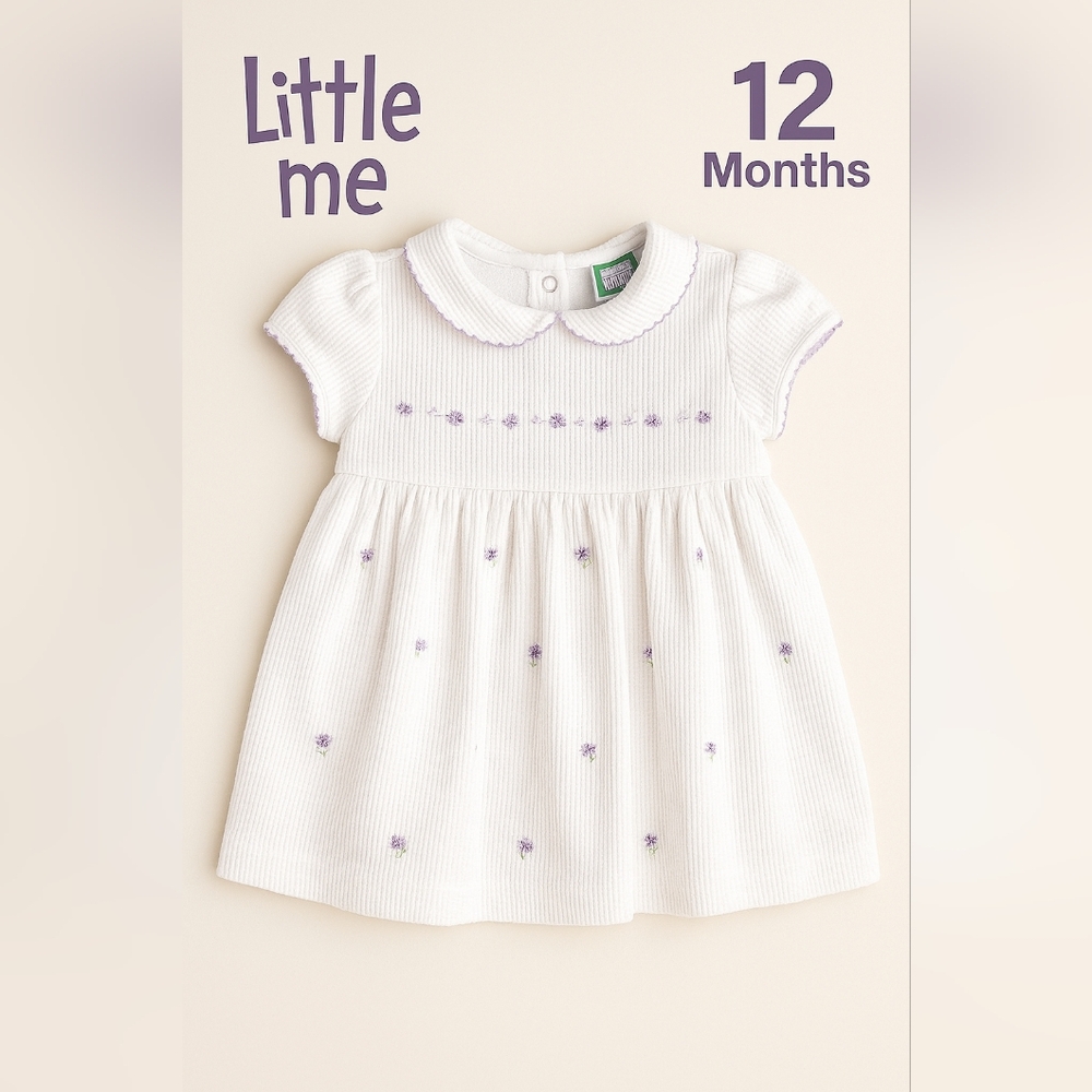 Little Me Baby Girls White Cotton Dress Size 12M